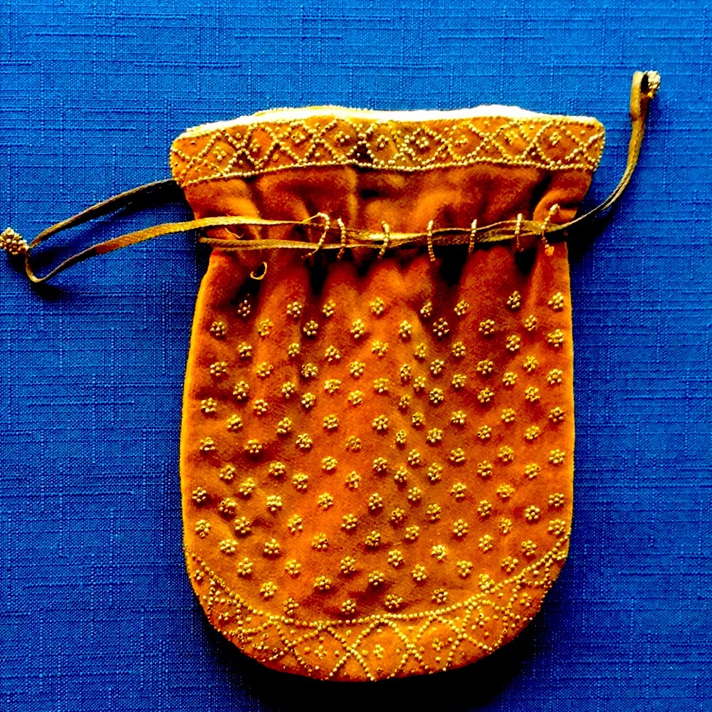 Vintage Beaded Drawstring Bag